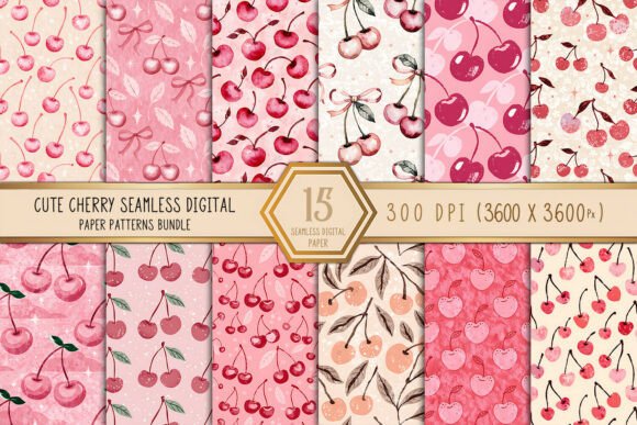 Download Cute Cherry Seamless Patterns Bundle - Sea Collection