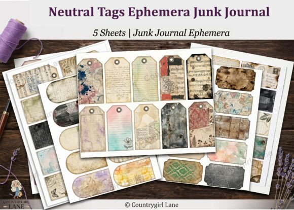 Download Neutral Tags Ephemera Junk Journal - Journal Collection