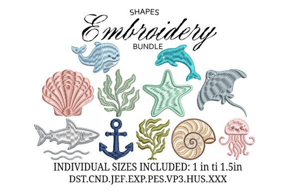 Download Set Mini Sea Animals Embroidery - Sea Collection