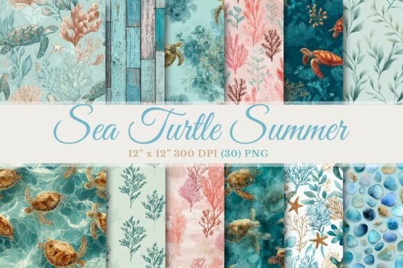 Download Sea Turtle Summer Seamless Pattern - Sea Collection