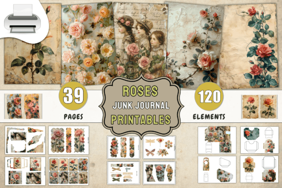 Download Roses Junk Journal Printables Supplies - Journal Collection