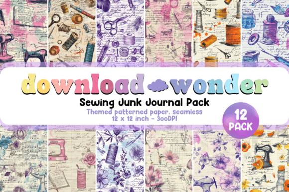 Download Sewing Junk Journal Seamless Paper Pack - Journal Collection