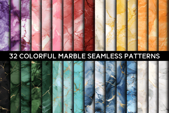 Download 32 Colorful Marble Seamless Patterns - Sea Collection