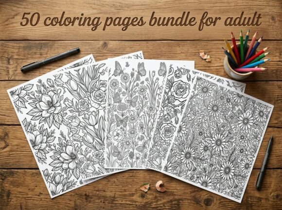 Download Beautiful Seamless Floral Coloring Pages - Sea Collection