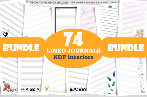 Download Bundle 74 KDP Interiors, Lined Journals. - Journal Collection