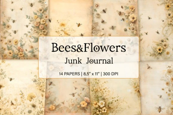 Download Bees Flowers Junk Journal Scrapbook Page - Journal Collection