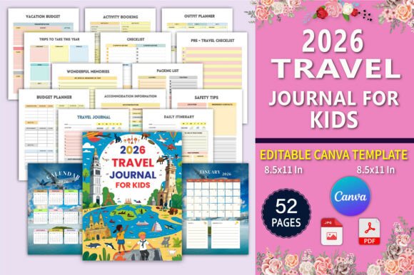 Download ✈️ 2026 Travel Journal for Kids Canva - Journal Collection