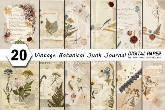 Download Vintage Botanical Ephemera Junk Journal - Journal Collection