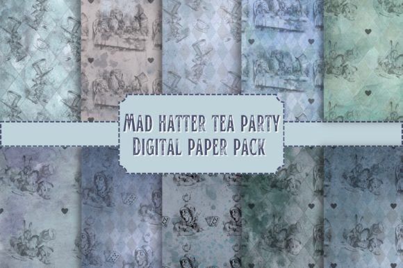 Download Mad Hatter Tea Party Digital Paper Pack - Mad hatter Collection