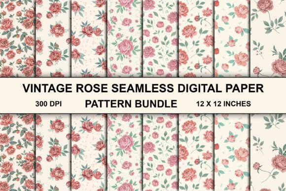 Download Vintage Rose Seamless Pattern Bundle - Sea Collection