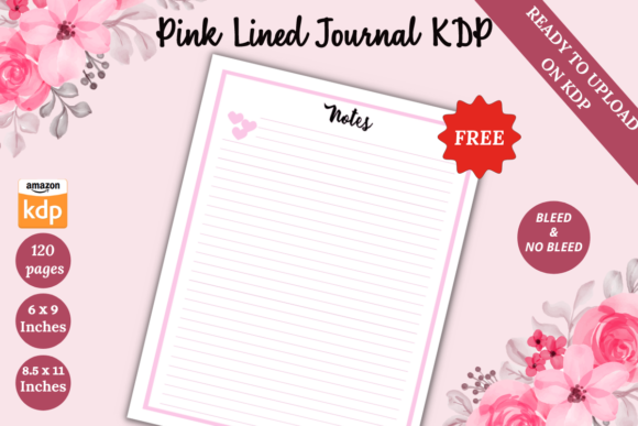 Download FREE Pink Lined Journal KDP Interior - Journal Collection