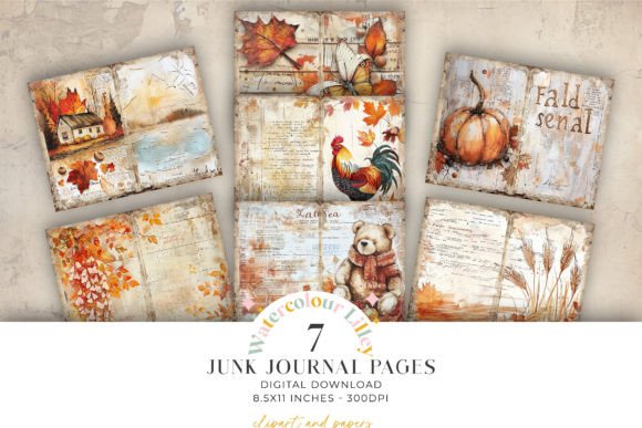 Download Fall Autumn Junk Journal Bifold Pages - Journal Collection
