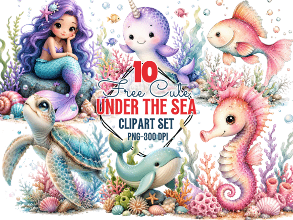 Download Cute Under the Sea Clipart, Mermaid PNG - Sea Collection