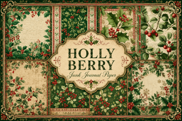 Download Holly Berry Junk Journal Paper - Journal Collection