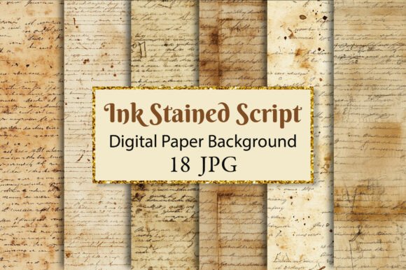 Download Ink Stained Script Junk Journal Paper - Journal Collection
