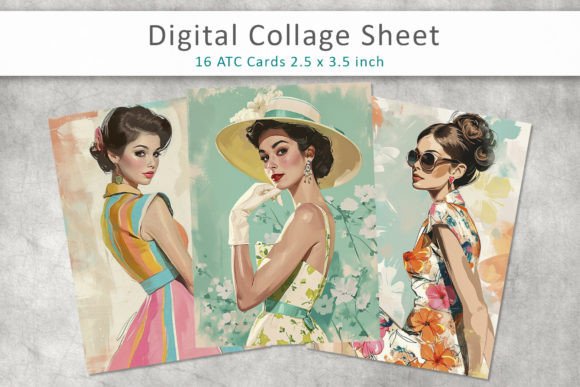 Download Woman 60's ATC Cards, Junk Journal Cards - Journal Collection