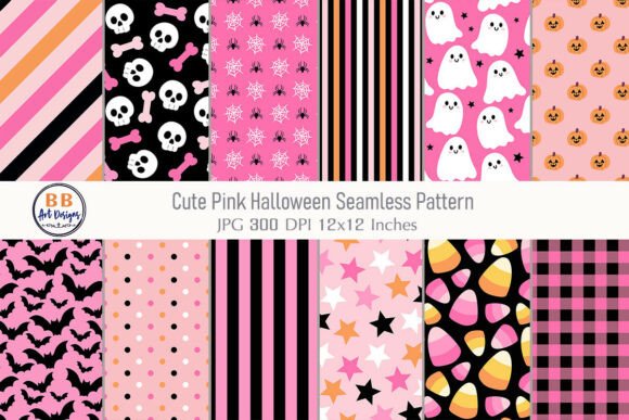 Download Pink Halloween Seamless Patterns - Sea Collection