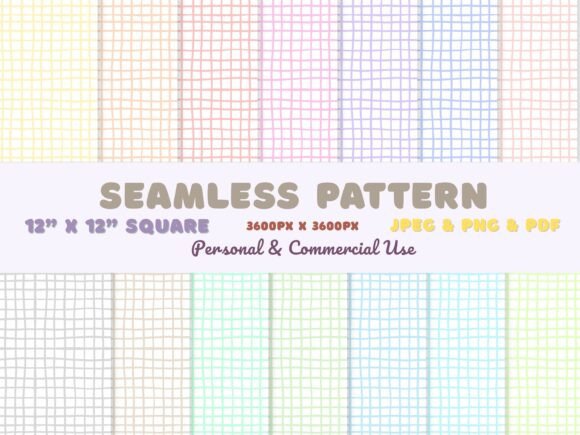 Download Pastel Hand Drawn Grid Seamless Pattern - Sea Collection