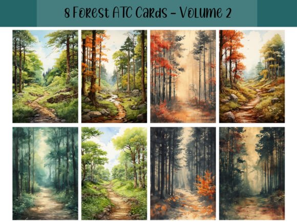 Download 8 Forest ATC Cards for Junk Journals - Journal Collection