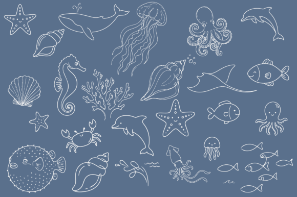 Download Ocean Sea Life Animals Doodle Clipart - Sea Collection