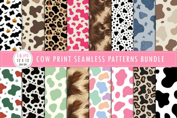 Download Cow Print Seamless Patterns Bundle - Sea Collection
