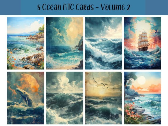Download 8 Ocean ATC Cards for Junk Journals - Journal Collection