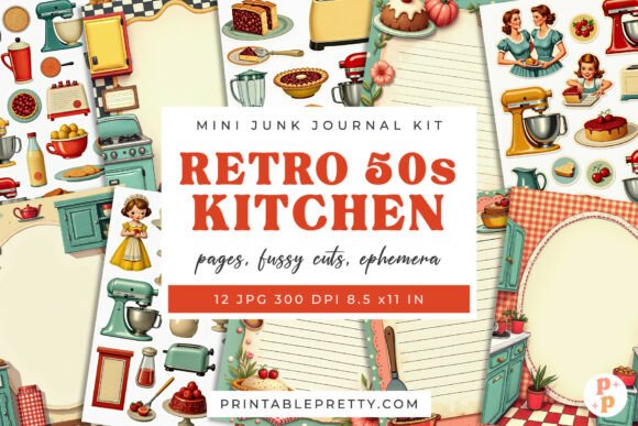 Download Retro 50s Kitchen Junk Journal Kit - Journal Collection