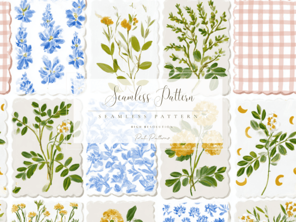 Download Seamless Floral Grid Pattern PNG - Sea Collection
