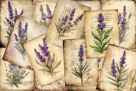 Download Lavander ATC Cards Junk Journal Ephemera - Journal Collection