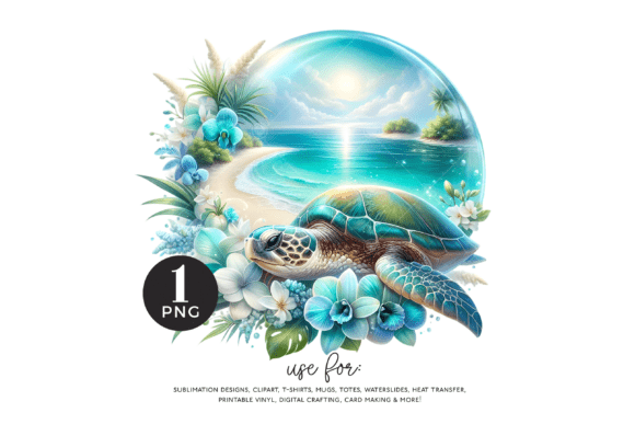 Download Floral Beach Turtle PNG, Sea Turtle - Sea Collection
