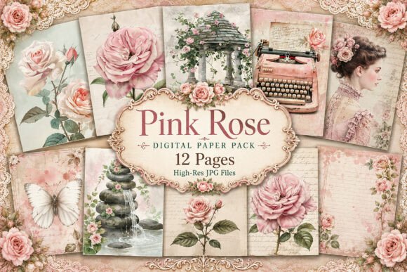 Download Vintage Pink Rose Junk Journal Paper - Journal Collection