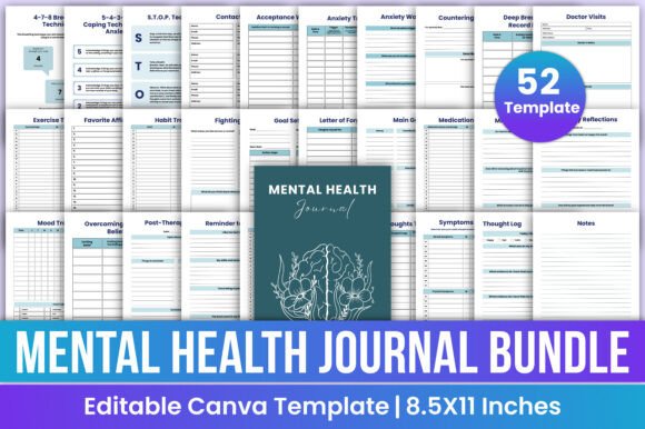 Download Mental Health Journal Bundle Canva Kdp - Journal Collection