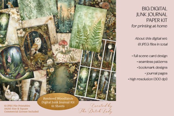 Download Bordered Woodlands Junk Journal Kit - Journal Collection