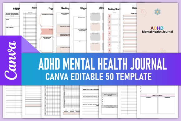 Download Editable ADHD Mental Health Journal KDP - Journal Collection