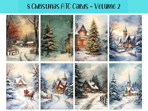 Download 8 Christmas ATC Cards for Junk Journals - Journal Collection