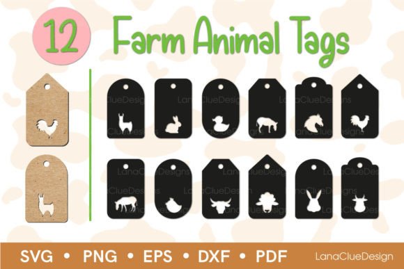 Download 12 Farm Animal Tags SVG - Premium Resources
