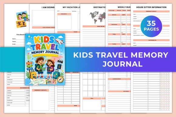 Download Kids Travel Memory Journal KDP Graphic - Journal Collection