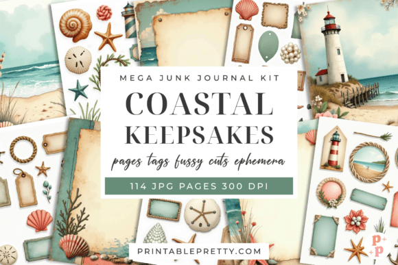 Download Coastal Junk Journal Kit 114 Pages - Journal Collection