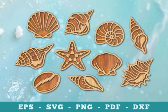 Download Set of Sea Shell Lasercut Decoration SVG - Sea Collection