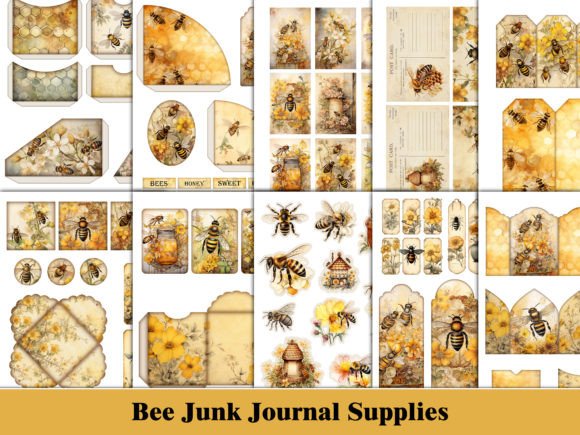 Download Yellow Bee Junk Journal Kit Ephemera - Journal Collection