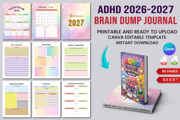 Download ADHD Brain Dump Journal 2026–2027 - Journal Collection