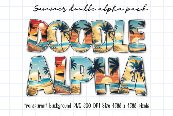 Download Summer Vacation Sea Beach Doodle Letters - Sea Collection