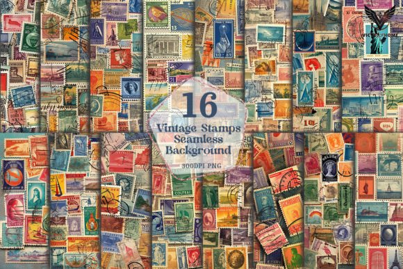 Download Vintage Stamps Seamless Background - Sea Collection