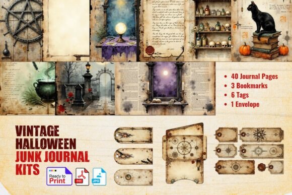 Download Vintage Halloween Junk Journal Kit - Premium Resources