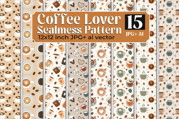 Download Coffee Lover Seamless Pattern Bundle –15 - Sea Collection